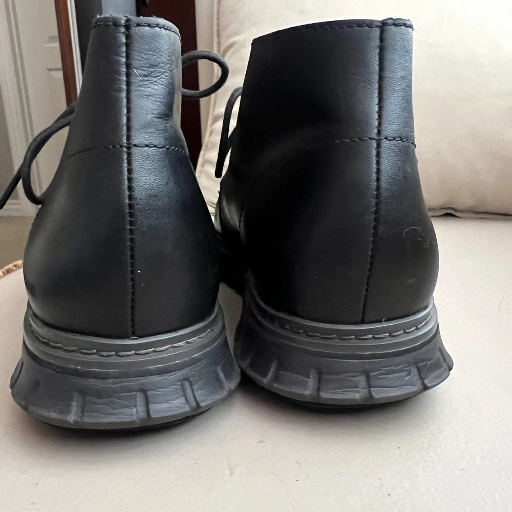 Cole‎ Haan Zerogrand Mens 9.5 M Black Leather Waterproof Chukka Boots C36288